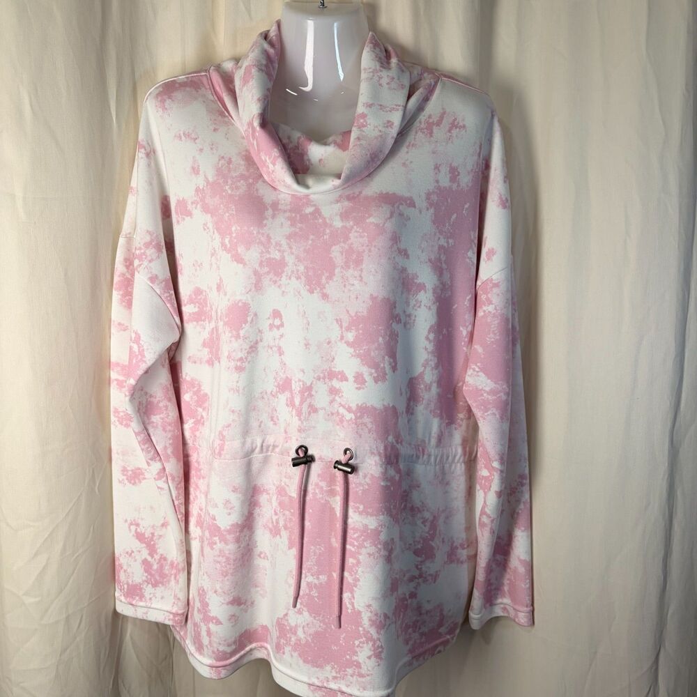 LuLaRoe Teresa Cinched Cowl Neck Pink Pullover Sweatshirt Long Sleeve Size L